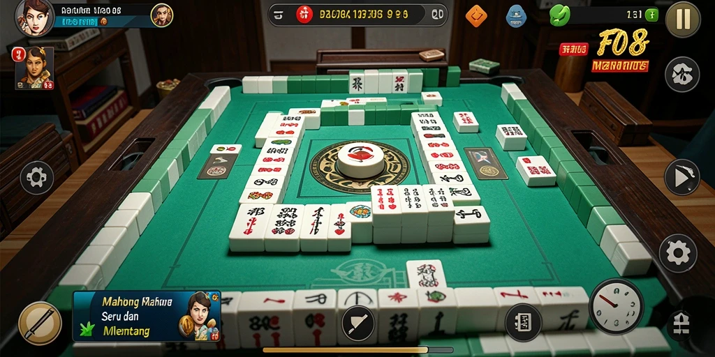 Tangkapan layar gameplay FO8 yang menampilkan aksi Mahjong yang mendebarkan.