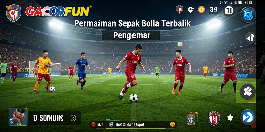 Tangkapan layar dari gameplay <strong>GACORFUN</strong> menunjukkan aksi pertandingan sepak bola yang menarik.