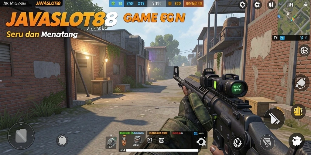Screenshot gameplay mendebarkan dari JAVASLOT88 yang menunjukkan aksi tembak-menembak.
