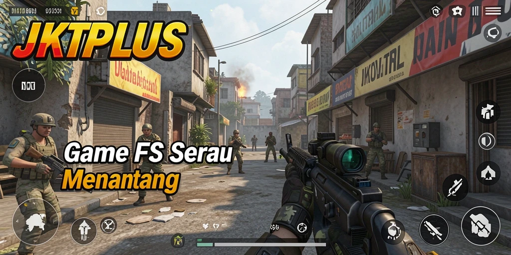 Tampilan seru gameplay JKTPLUS dengan aksi tembak-menembak yang mendebarkan.