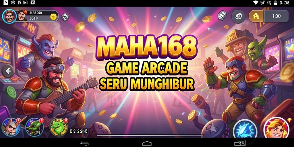 Screenshot utama MAHA168 menampilkan gameplay seru dengan warna-warni yang menyenangkan.