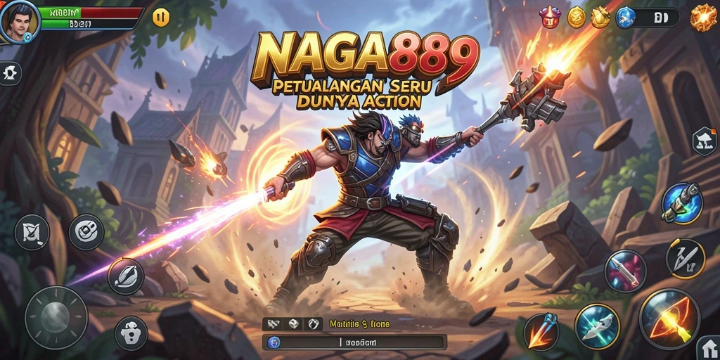 Gameplay seru NAGA889 dengan karakter yang beraksi di medan perang.