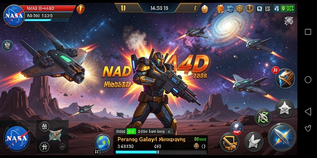Gameplay mendebarkan dalam peperangan luar angkasa di NASA4D.