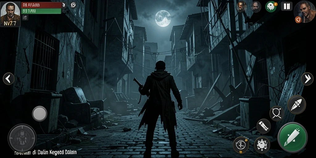 Screenshot gameplay NV77 dengan suasana Horror yang mencekam.