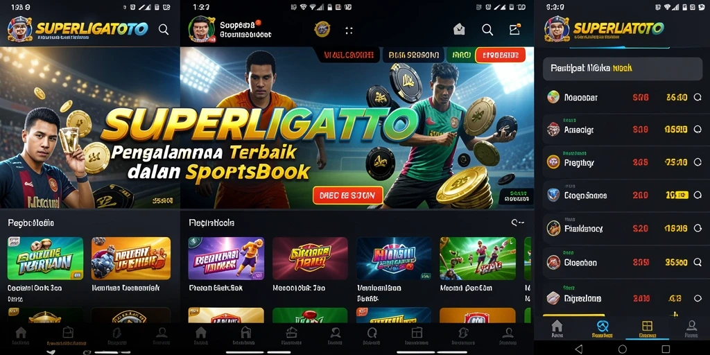 Tampilan utama SUPERLIGATOTO menampilkan berbagai opsi taruhan olahraga.